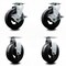 Service Caster 6 Inch Rubber on Cast Iron Caster Set with Roller Bearings 2 Brakes 2 Rigid SCC-20S620-RSR-TLB-2-R-2 - alternate 1